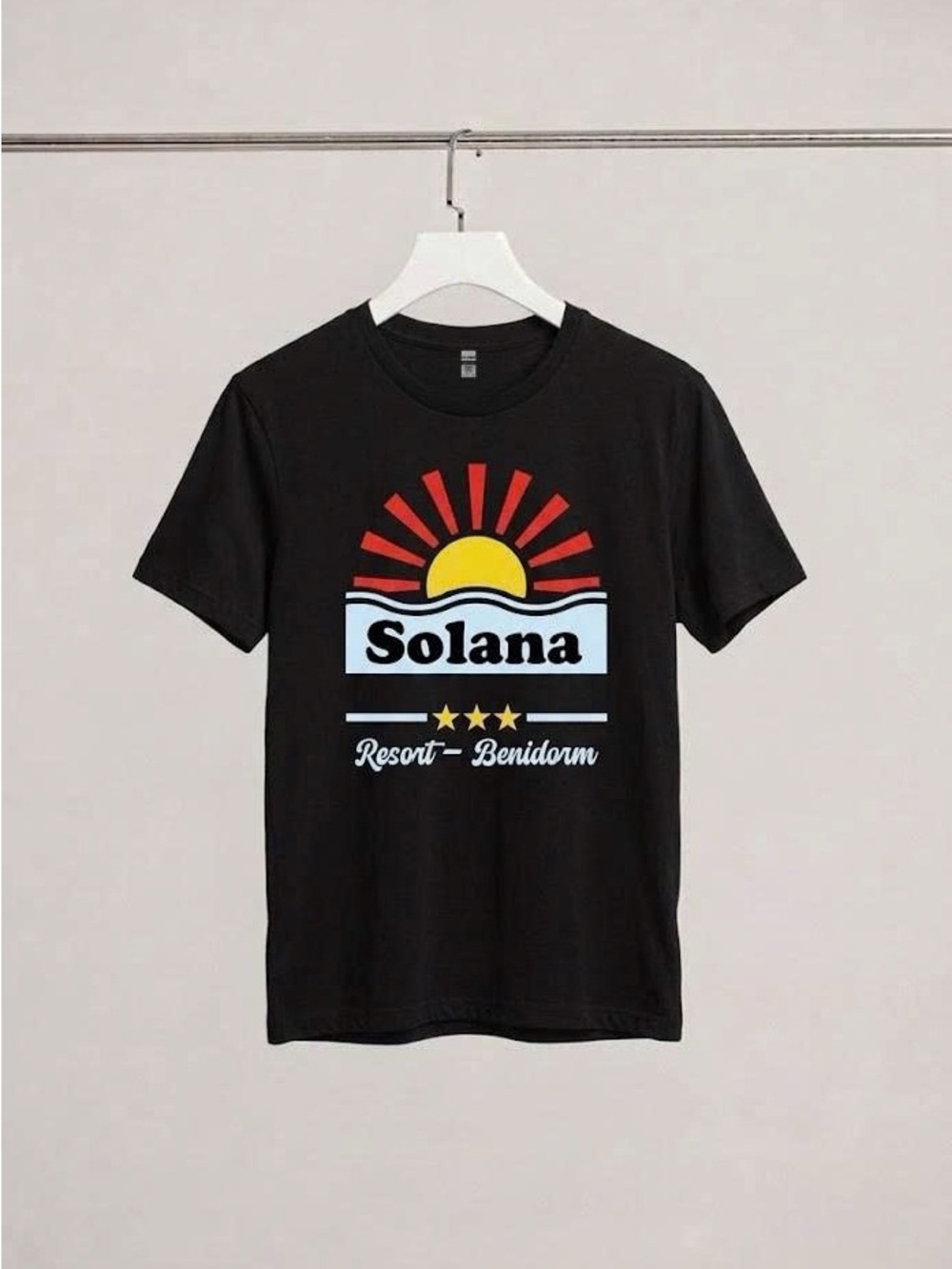 Solana Resort Benidorm Graphic Tee | Retro TV Show Inspired Black T-Shirt